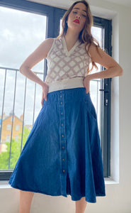 Denim front popper midi skirt - vintage St. Michael’s