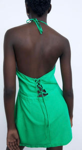 Zara linen backless mini dress