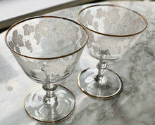 Load image into Gallery viewer, Pair of 1950s etched coupe glasses